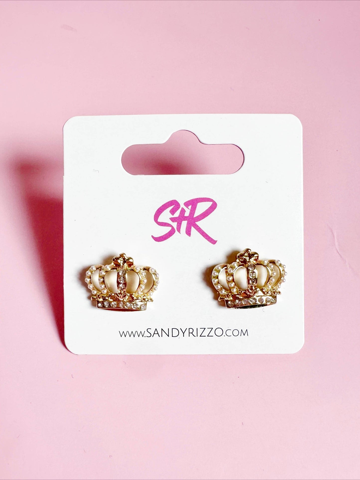 Gold Crown Enamel Stud