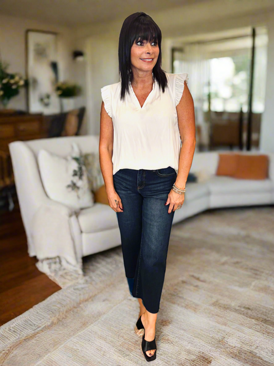 Dark Denim Crop Wide Leg Jean - Jolie Femme Boutique