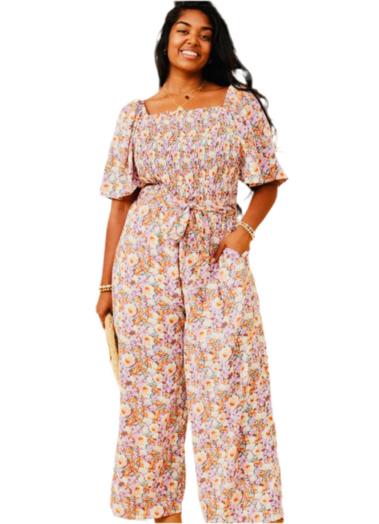 Plus Size Square Neck Palazzo Jumpsuit