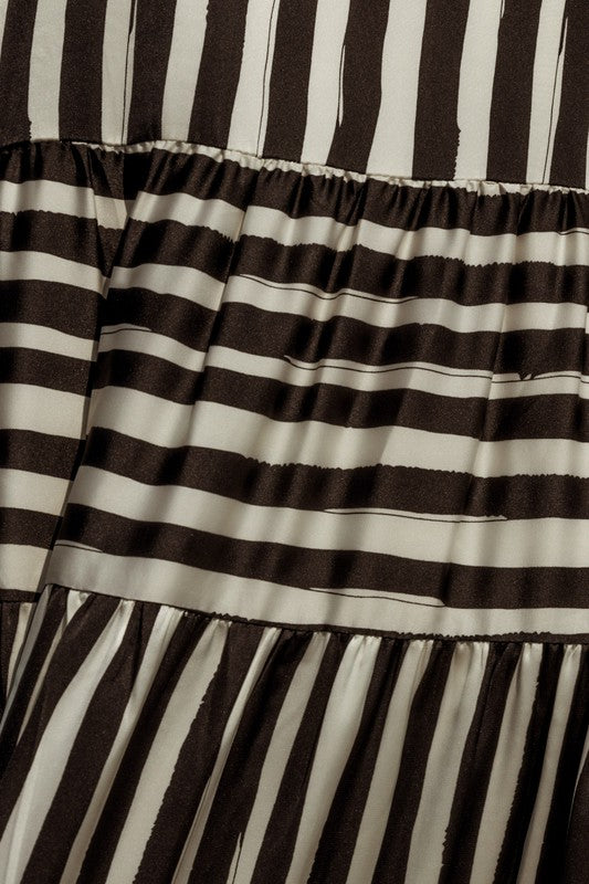 Sleeveless Stripe Maxi Tiered Dress