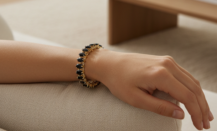 Marque Crystal And Gold Stretch Bracelet - Jolie Femme Boutique