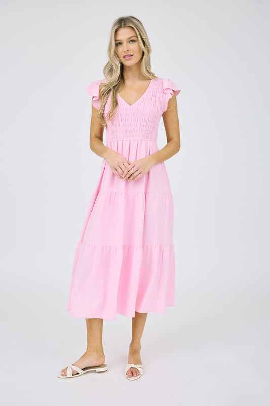 Pink Flutter Sleeve Maxi - Jolie Femme Boutique