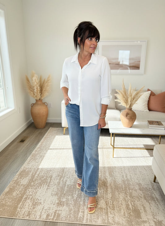 Off White Long Sleeve Button Up