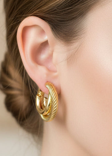 What's Hot - Gold Twisted 1" Hoop Earring - Jolie Femme Boutique