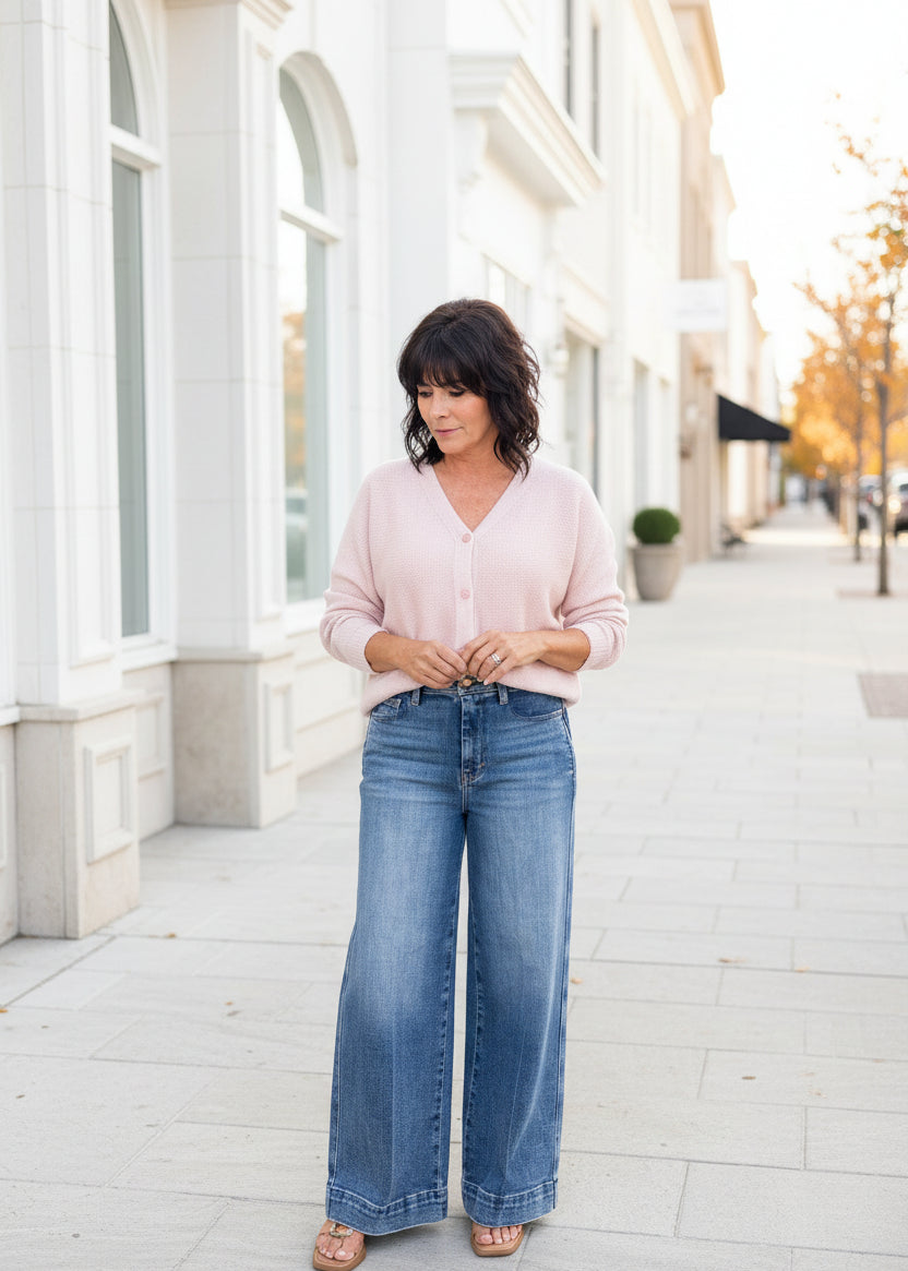 Soft Pink Seed Stitch Dolman Sleeve Cardigan