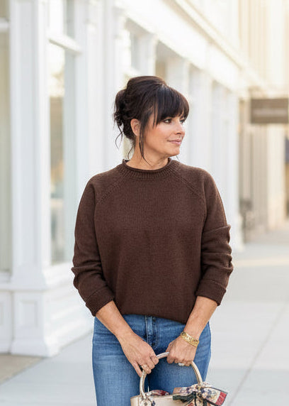 Dark Brown Rolled Neck Sweater