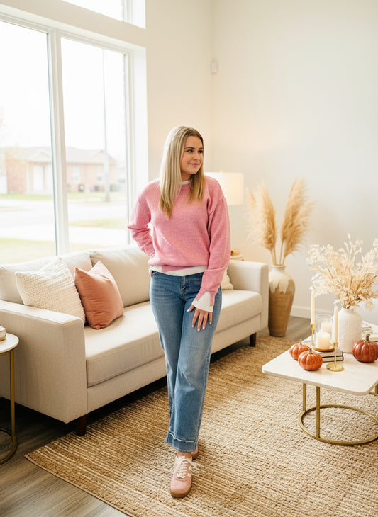 Layered Sweater W/Cutout Detail