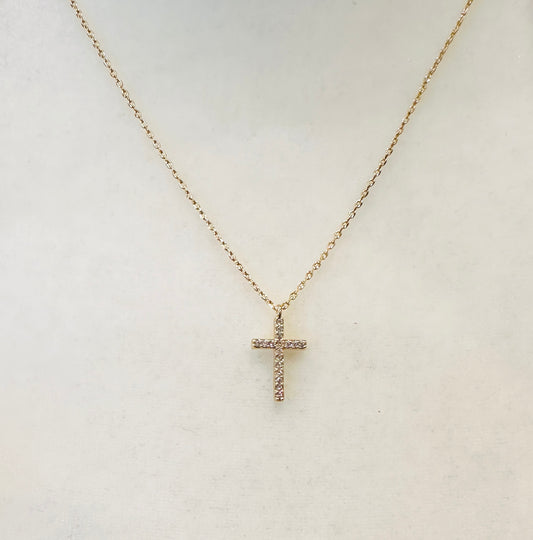 Mini Rhinestone Cross Necklace
