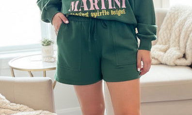 Green Elastic Waist Shorts