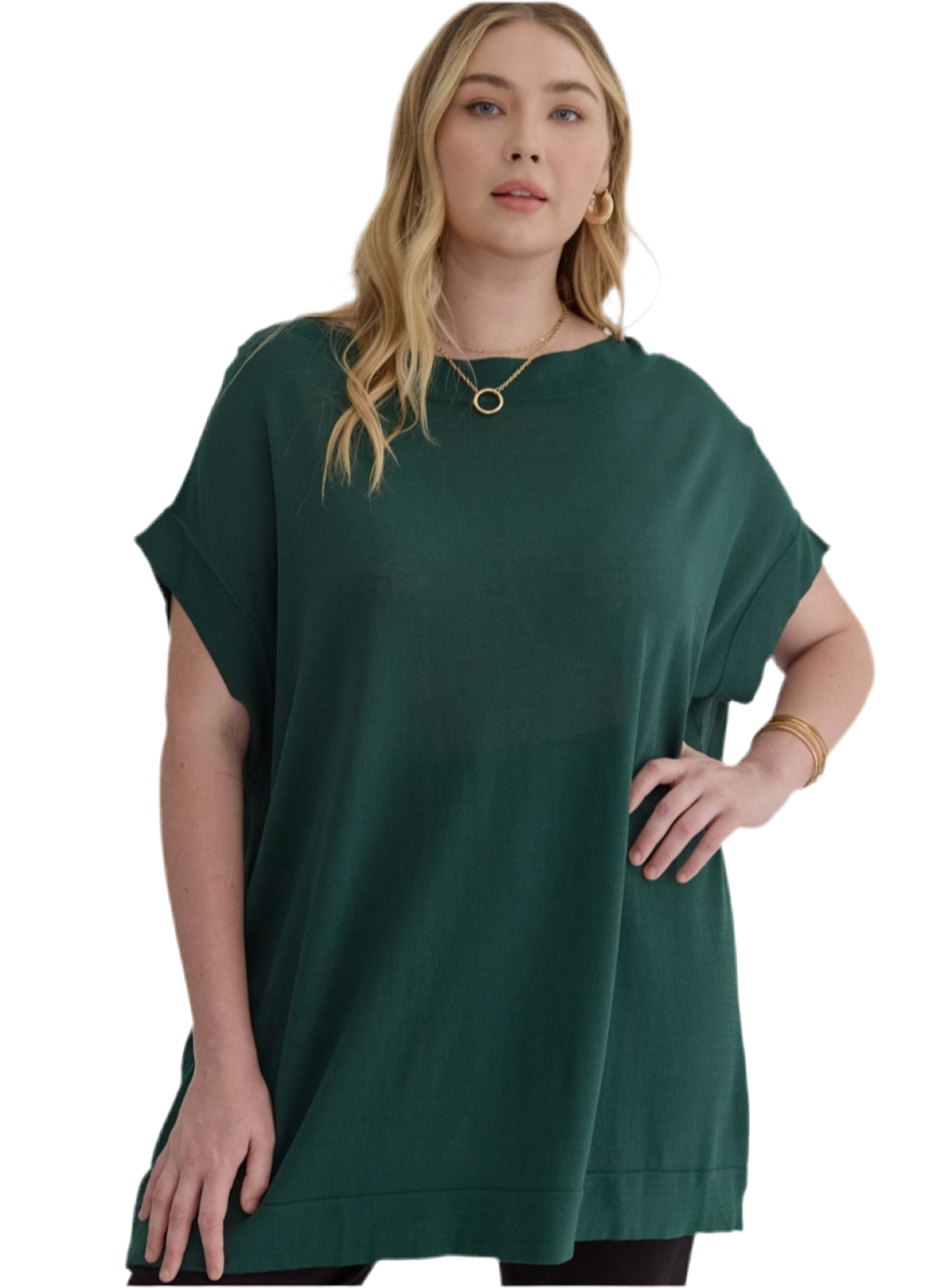 Plus Size Solid Boat Neck Top - Jolie Femme Boutique