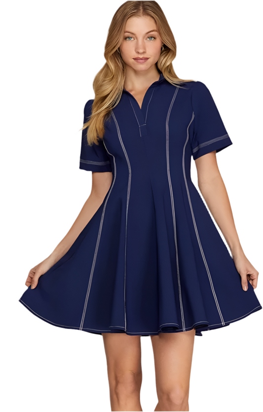 Polo Collar Skater Dress