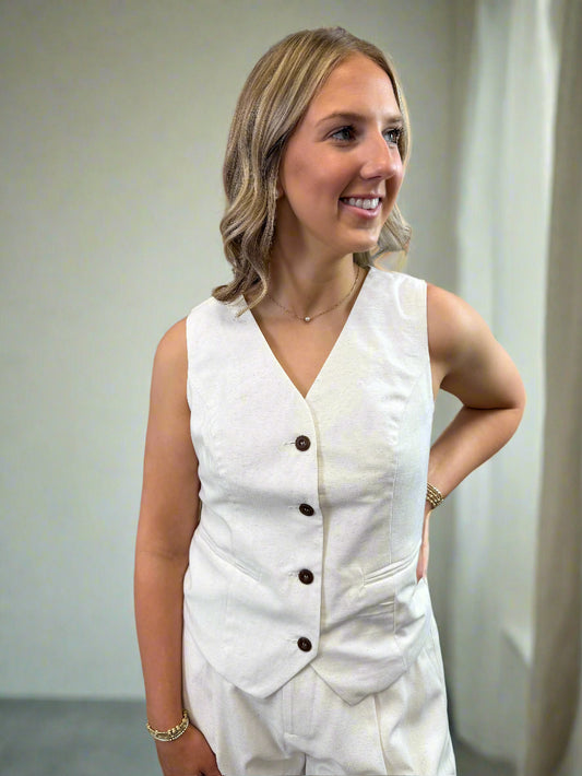 Cream Button Down Vest