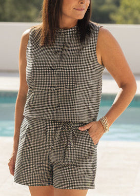 Black and White Gingham Short Set - Jolie Femme Boutique