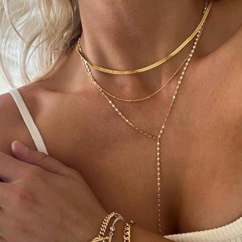 JOSSLYN by wall to wall - 18K STAINLESS STEEL TARNISH FREE Y NECKLACE | 40NK9616 - GOLD - Jolie Femme Boutique