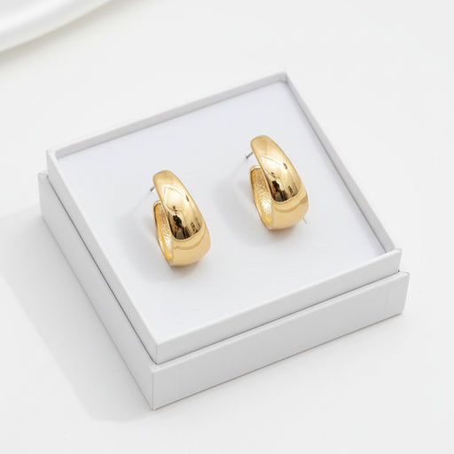 What's Hot - Flat Gold .3" Wide Hoop Earring - Jolie Femme Boutique