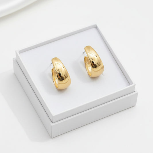 What's Hot - Flat Gold .3" Wide Hoop Earring - Jolie Femme Boutique