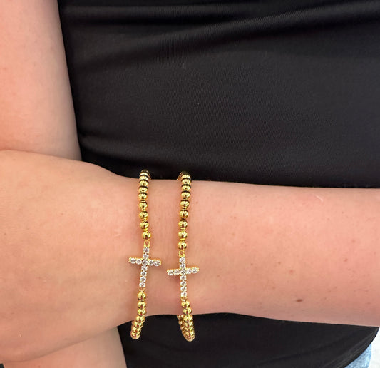 18k Gold Plated Crystal Cross Bracelet