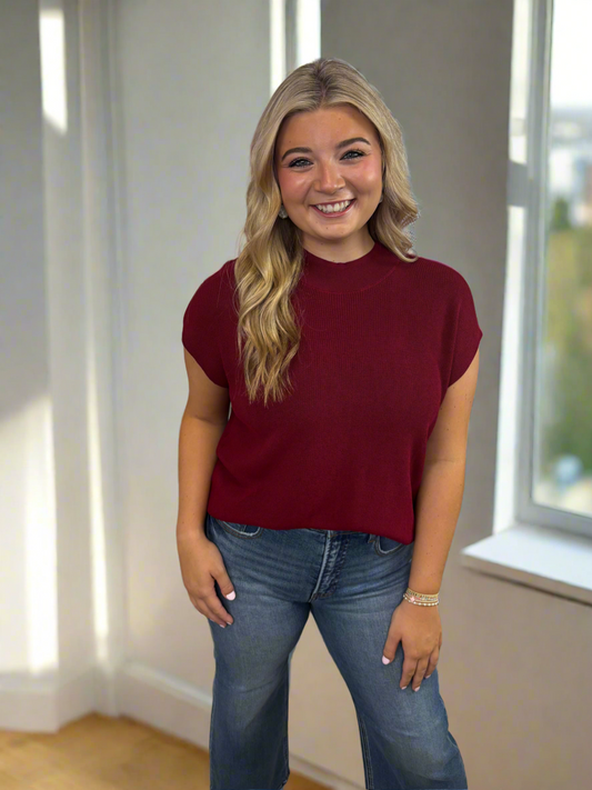 Merlot Cap Sleeve Top - Jolie Femme Boutique