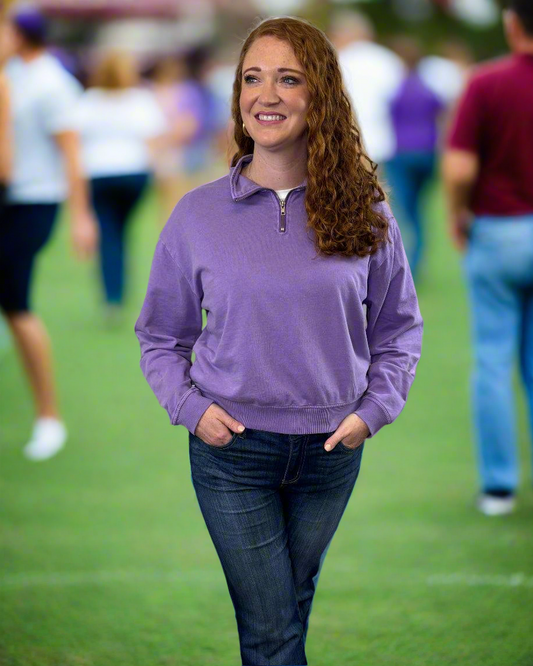 Lavender Half Zip Pullover - Jolie Femme Boutique