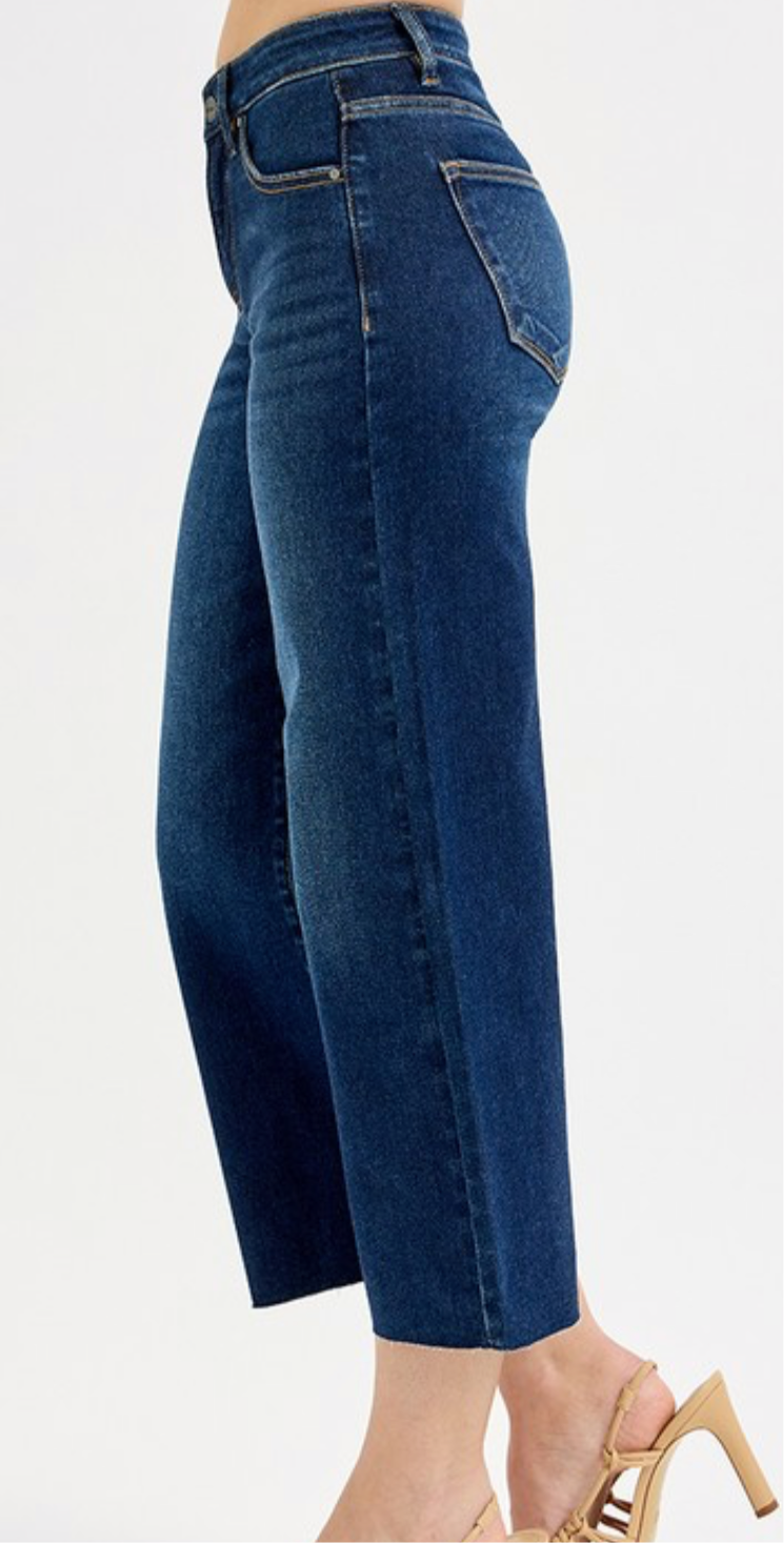 Dark Denim Crop Wide Leg Jean