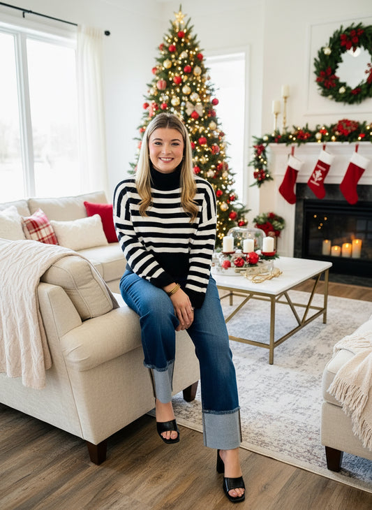 Striped Turtleneck Sweater