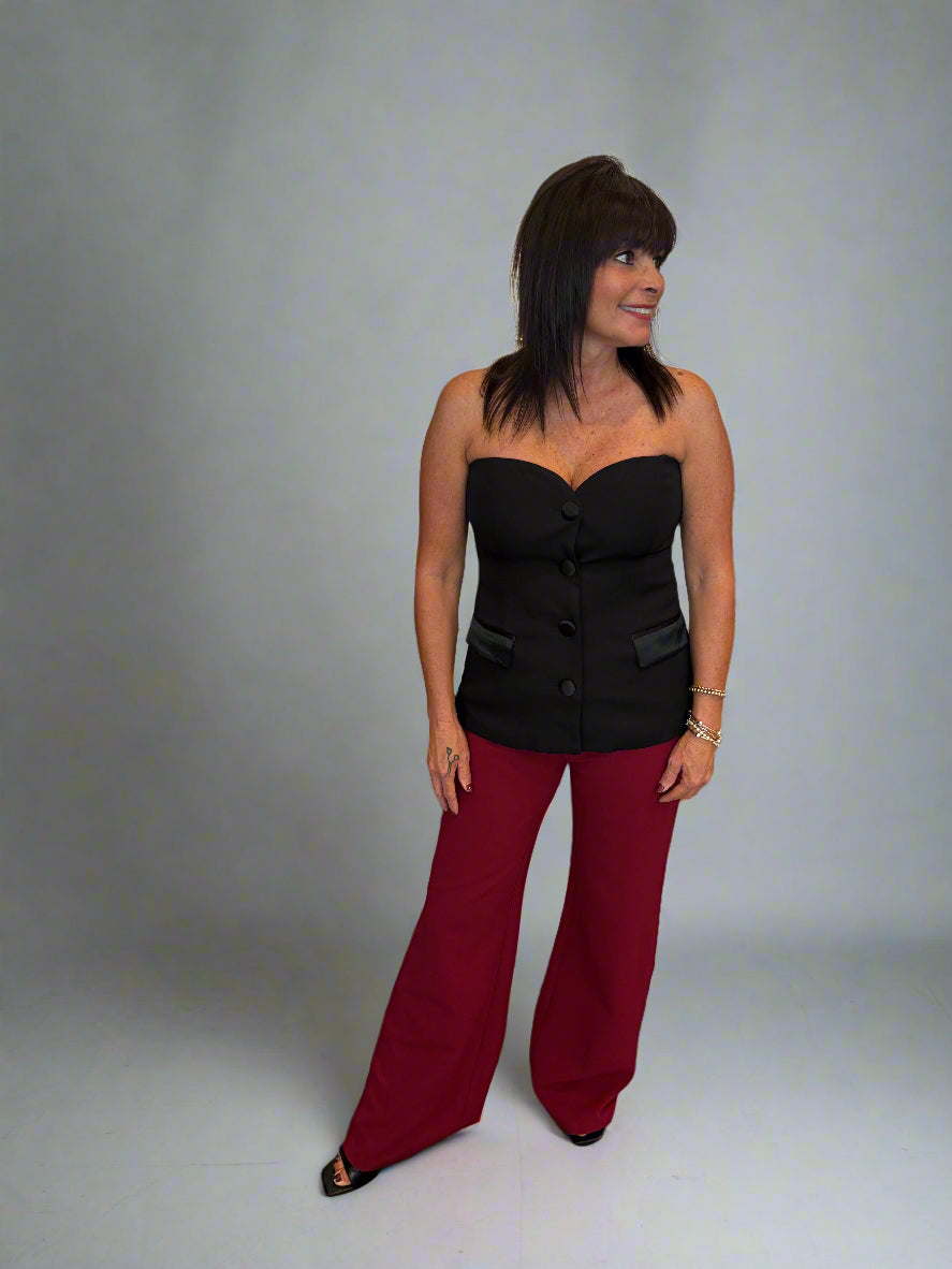 Burgundy Flare Trouser Pant
