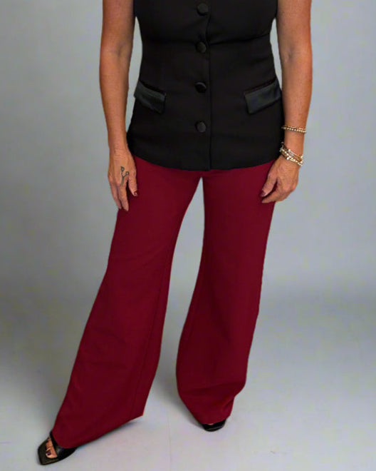 Burgundy Flare Trouser Pant
