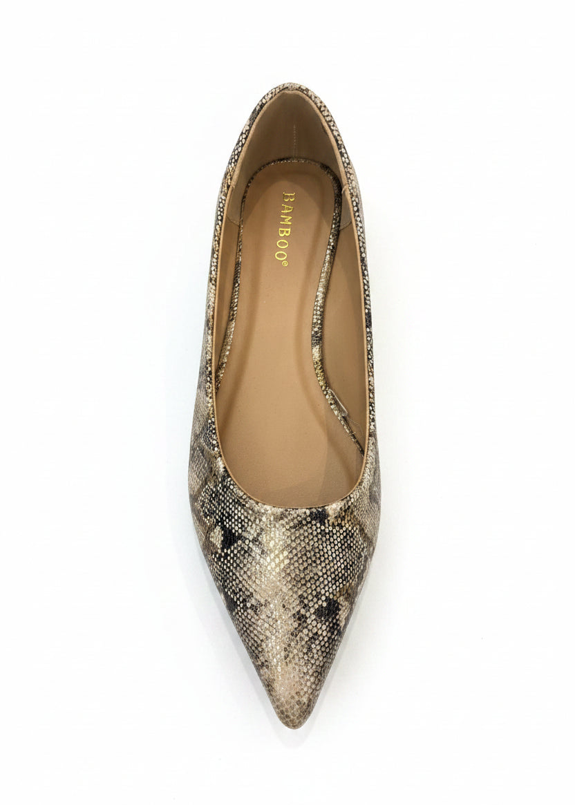 Gold Metallic Snake Print Flats