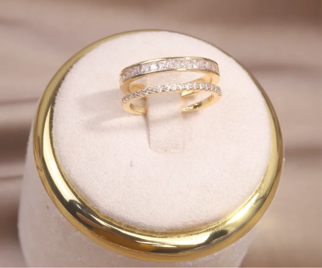 Double Row Rhinestone Ring - Jolie Femme Boutique