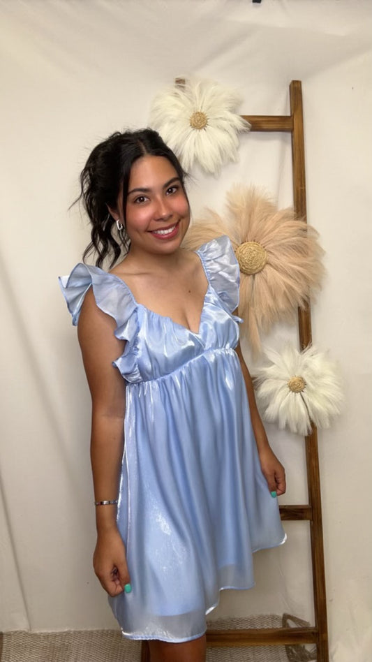 Flutter Sleeve Sweetheart Neck Dress - Jolie Femme Boutique