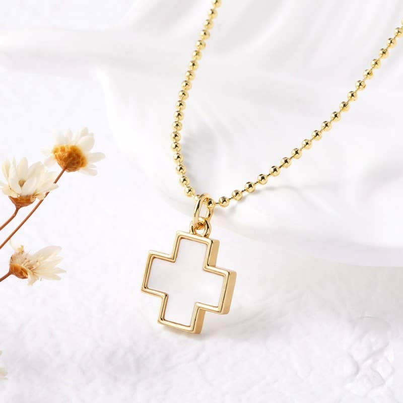 JOSSLYN by wall to wall - EPOXY RHINESTONE PENDANT NECKLACE | 40NK9607 - CROSS - Jolie Femme Boutique