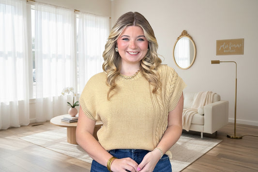 Camel Cable Knit Cap Sweater