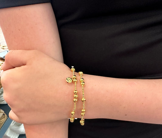 18K Gold Plated Beaded Stretch Bracelet - Jolie Femme Boutique