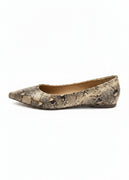 Gold Metallic Snake Print Flats