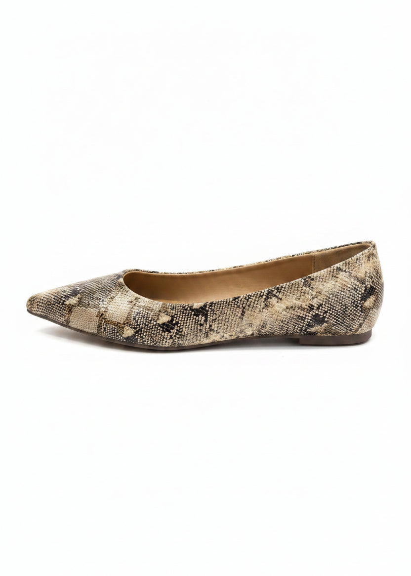 Gold Metallic Snake Print Flats