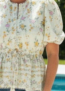Cream Floral Peplum Blouse - Jolie Femme Boutique
