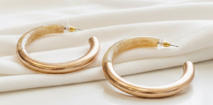 Natural Acrylic and Gold  Hoop Earring - Jolie Femme Boutique