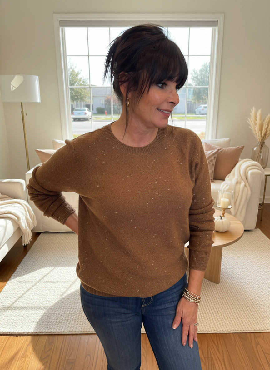 Chocolate Sparkle Crew Neck Sweater