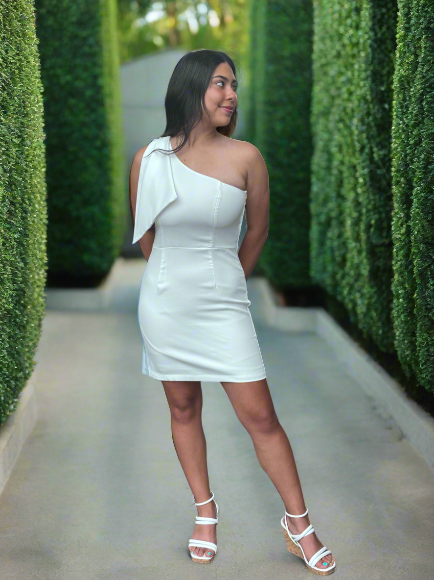 One Shoulder Dress White