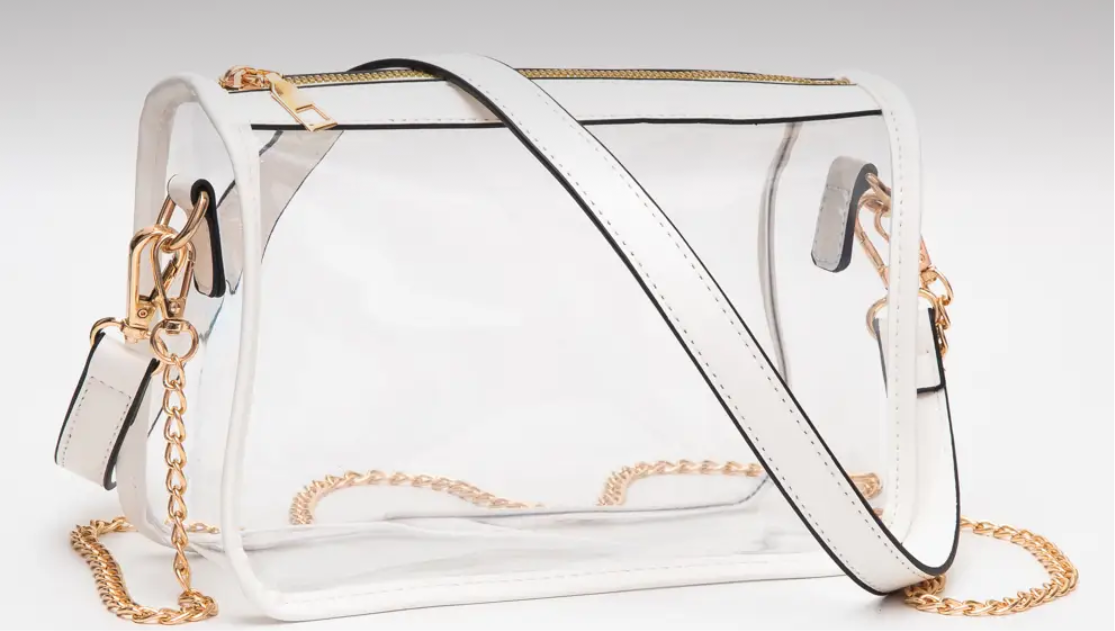 White Stadium Clear Rectangle Crossbody Bag