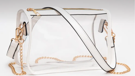 White Stadium Clear Rectangle Crossbody Bag