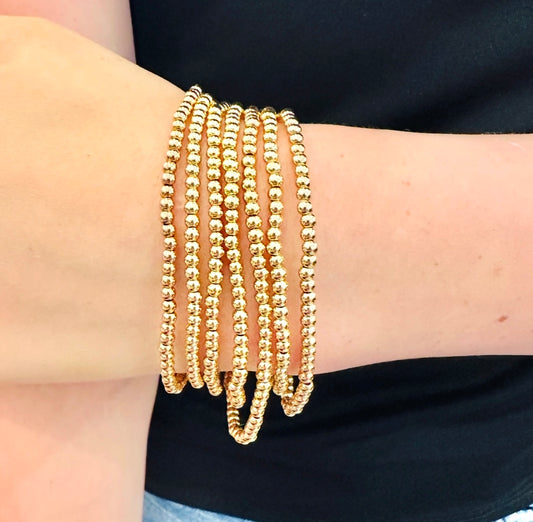 1MM Gold Bead Stretch Bracelet - Jolie Femme Boutique