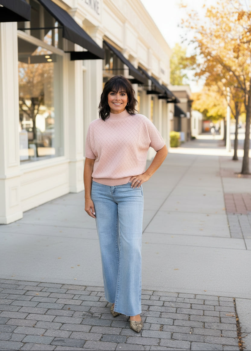 Light Wash Tummy Control High Rise Crop Wide Leg Jeans