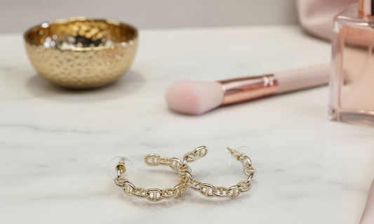 18K Gold Mariner Link Hoop Earring - Jolie Femme Boutique