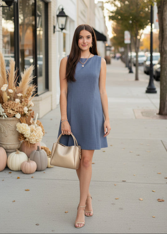 Soft Blue Sheath Dress