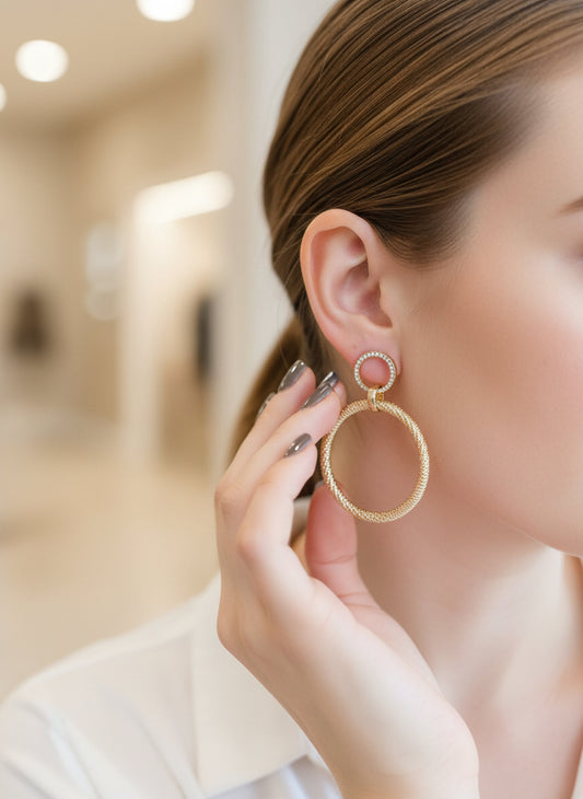 Open Circle w/ Pave Beaded Accent