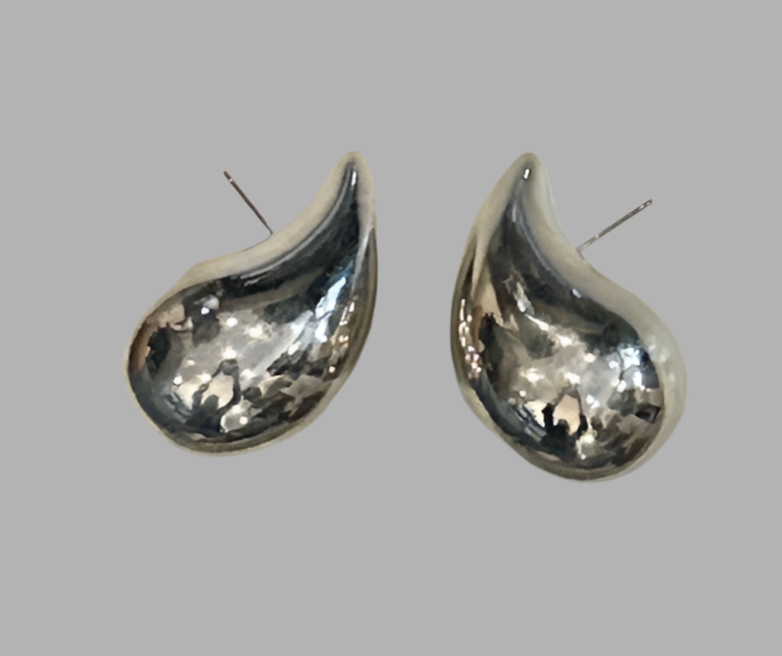 Large Silver Teardrop Earring