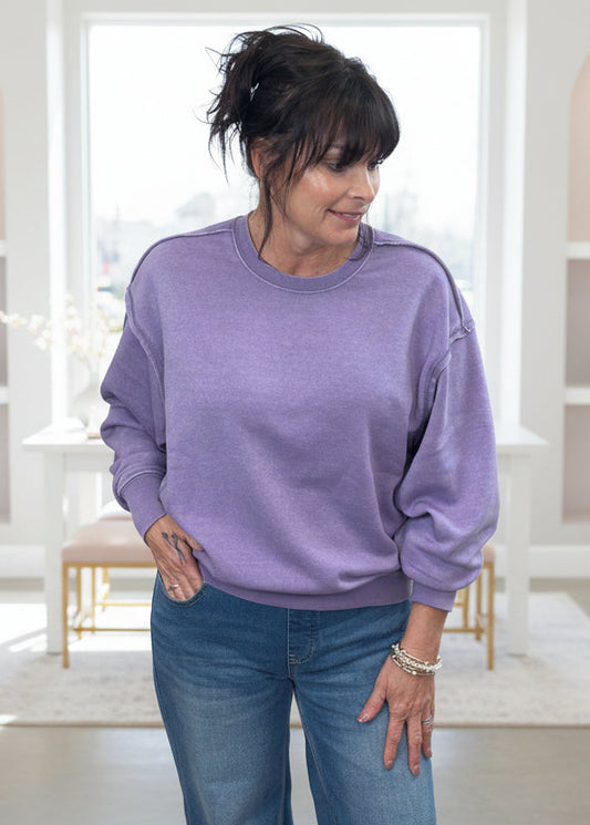 Soft Purple Raw Edge Sweatshirt - Jolie Femme Boutique