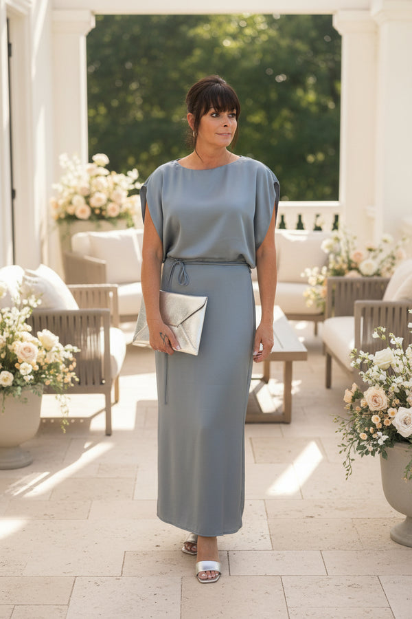 Slate Batwing Midi Sheath Dress - Jolie Femme Boutique