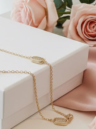 36" Gold Cable Pave Rectangle Necklace - Jolie Femme Boutique